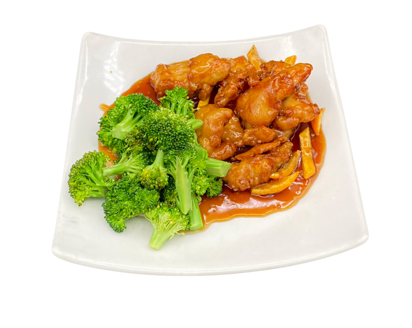 Orange chicken on a plate